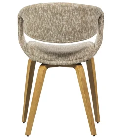 New Yossi Eetkamerstoelen Met Houten Naturel Poot - Zand - Set van 6 Stoelen