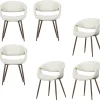 Outlet Yossi Eetkamerstoelen Metalen Koper Poot - Naturel - Set van 6 Stoelen