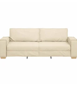 New 3-Zits Sofa met kussen Crème 220 x 78 x 84 cm Stof Zetels