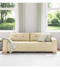 3-Zits Sofa met kussen Crème Stof Zetels