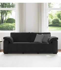 Hot 3-zitsbank 178 cm fluweel zwart Zetels