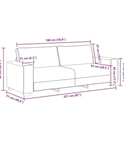 New 3-zitsbank 180 cm stof zwart Zetels