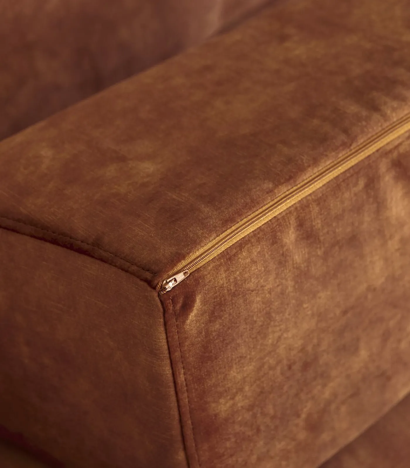 Outlet 2-3-zitsbank in terracottabruin fluweel Finn, 2-zit Zetels