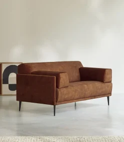 Outlet 2-3-zitsbank in terracottabruin fluweel Finn, 2-zit Zetels