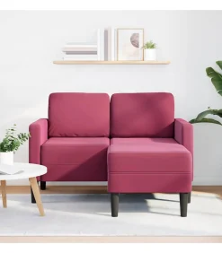 2-zitsbank met chaise L-vorm wijnrood 125 cm fluweel Zetels