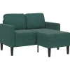 Clearance 2-zitsbank met chaise L-vorm donkergroen 125 cm fluweel Zetels