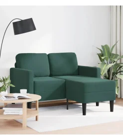 Clearance 2-zitsbank met chaise L-vorm donkergroen 125 cm fluweel Zetels