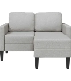 New 2-zitsbank met chaise L-vormige wolk 125 cm stof grijs Zetels