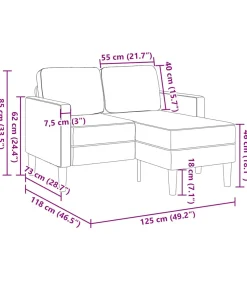 Best 2-zitsbank met ligstoel L-vormig crèmekleurig stof 125 cm Zetels