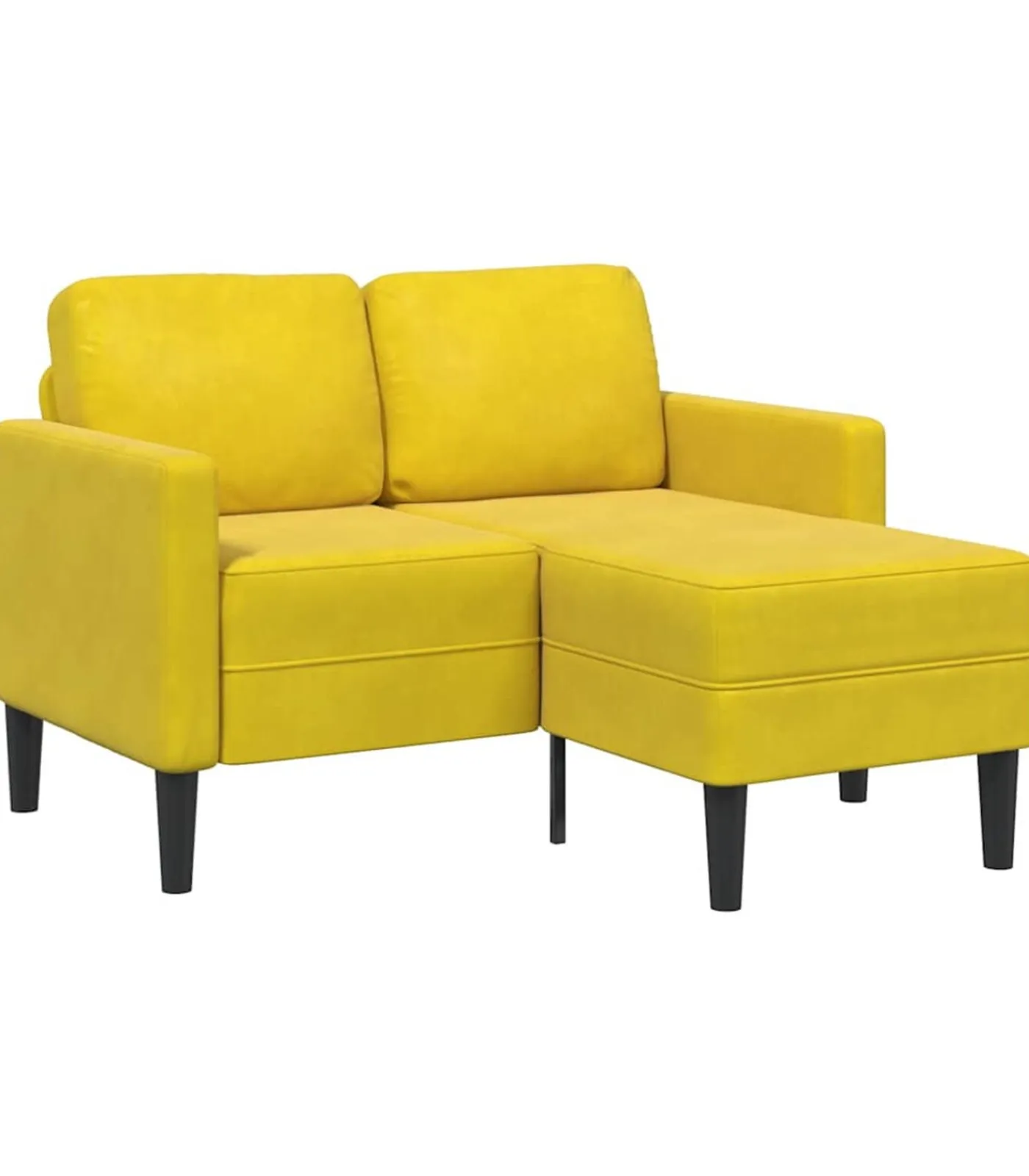 Clearance 2-zitsbank met ligstoel L-vormig 125 cm fluweel geel Zetels