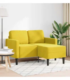 Clearance 2-zitsbank met ligstoel L-vormig 125 cm fluweel geel Zetels