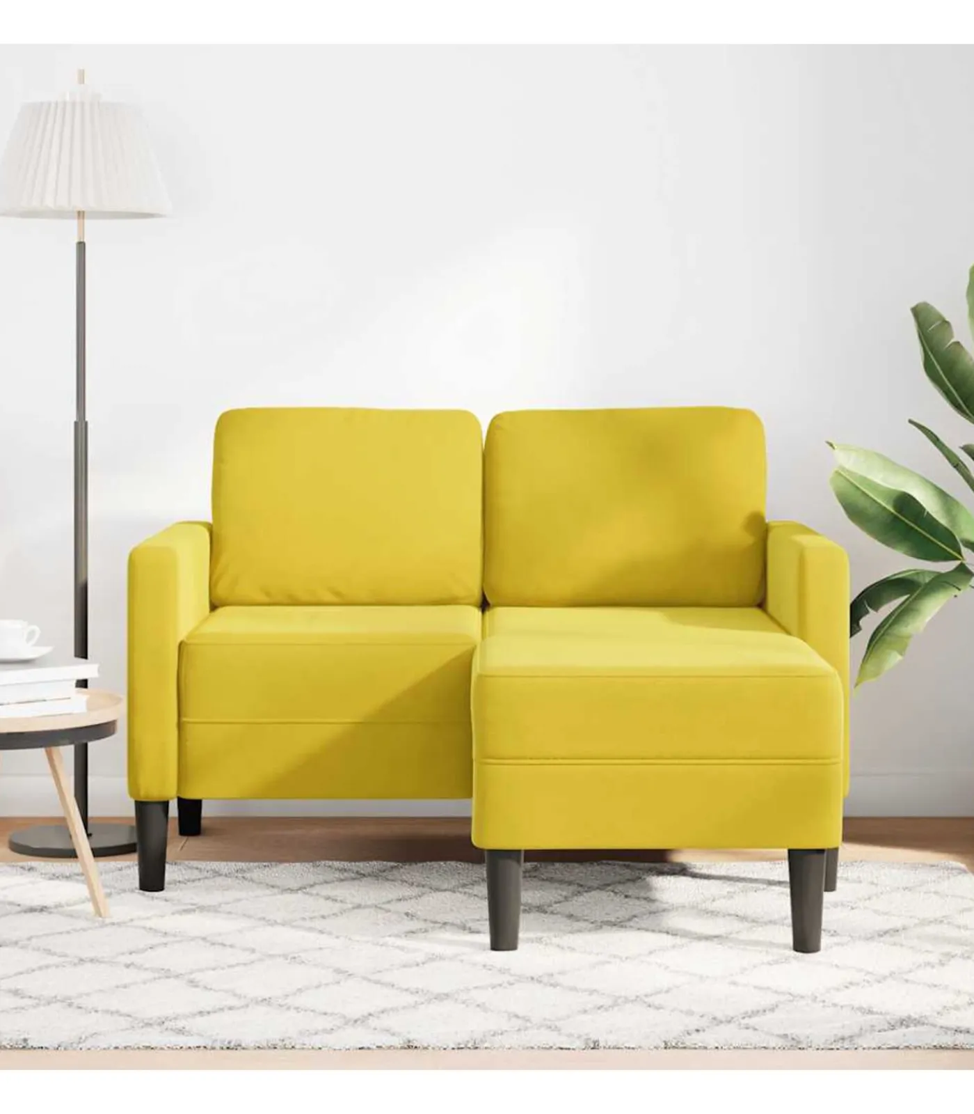 Clearance 2-zitsbank met ligstoel L-vormig 125 cm fluweel geel Zetels