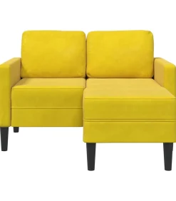 Clearance 2-zitsbank met ligstoel L-vormig 125 cm fluweel geel Zetels